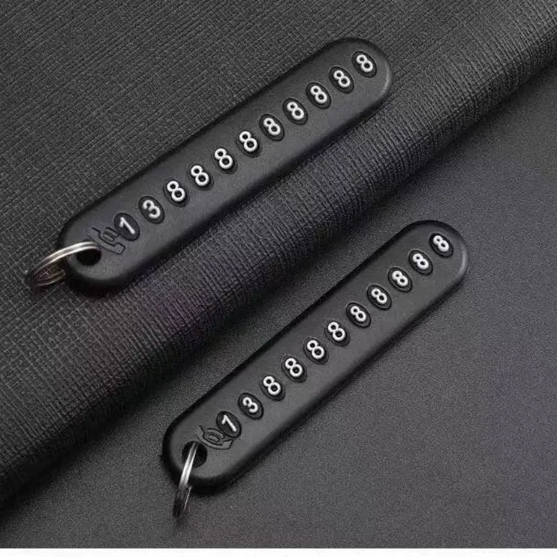 

6pcs Number Plate Car Keychain Anti Loss Prevention Phone Number Tag Plate Black Lightweight Compact Keychain Phone Number Plate
