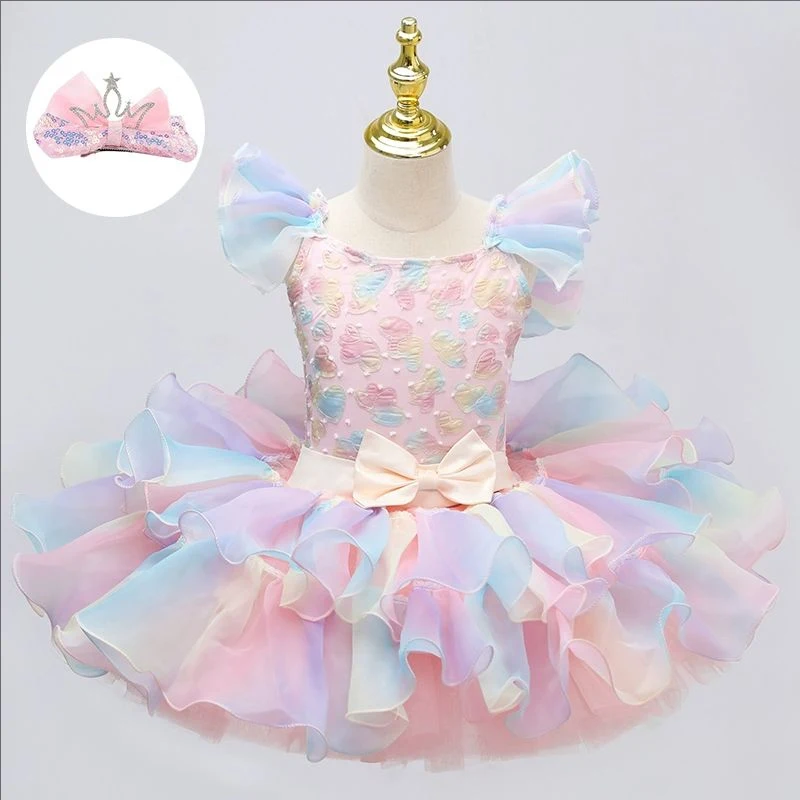 

Girls Classic Ballet Tutu Professional Ruffle Edges Ballet Pancake Skirt Swan Lake Ballerina Performance Dress Skirts Costume