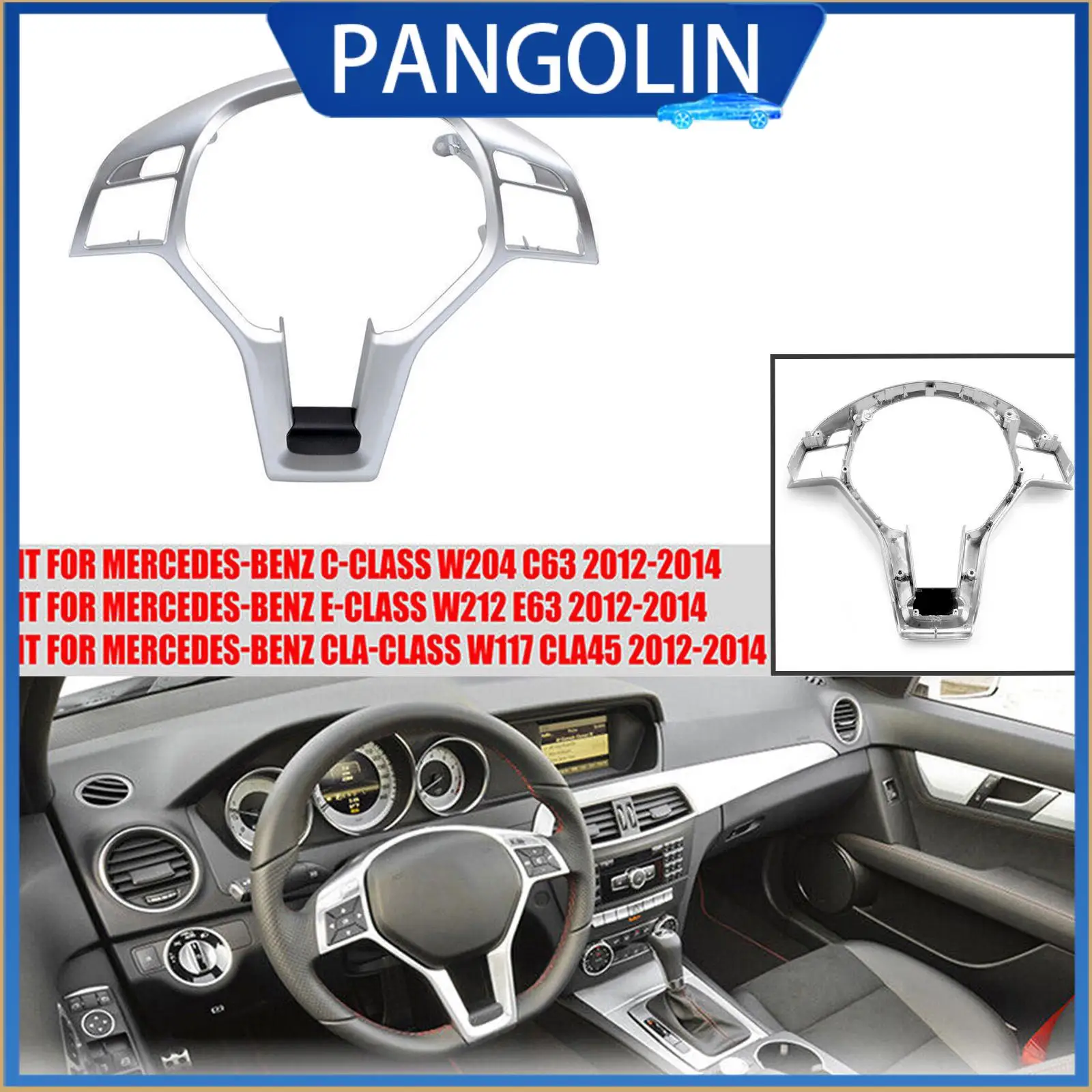 

Накладка на руль PANGOLIN для Mercedes Benz W176 W204 W212 C63 E63 AMG Style, прямая замена, материал ABS 2012-2014