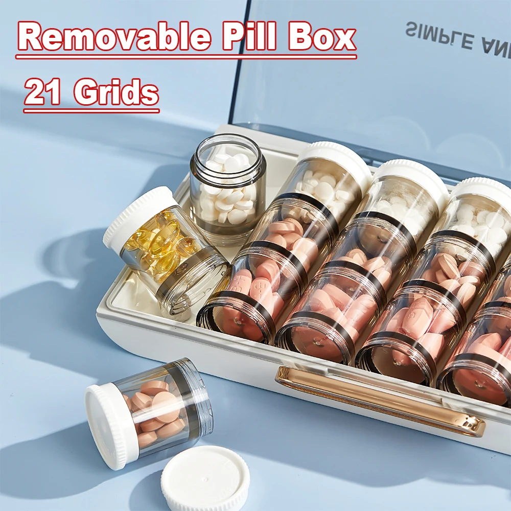 Pills Box 7 Days Medicine Case Pill Container Weekly Pillbox Sealed Storage Travel Pill Organizer Splitters Medicine Pillboxes