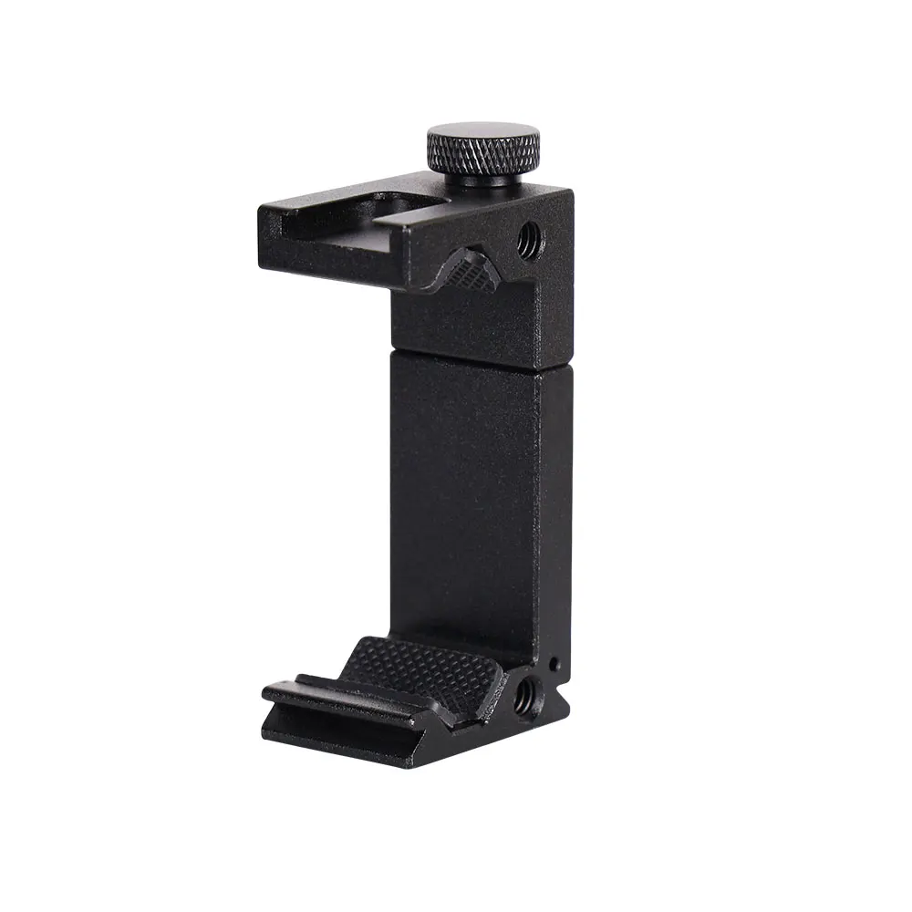 Aluminum Phone Tripod Adapter Cold Shoe Mount Support Vertical and Horizontal Universal Adjustable Clamp for iPhone 12 11 Pro