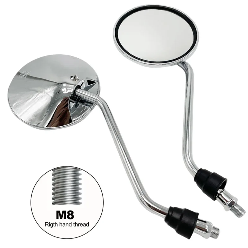 

Зеркала заднего вида для скутера, зеркало заднего вида с резьбой 8 мм, круглые овальные выпуклые зеркала в стиле ретро