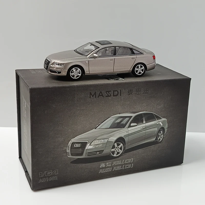 MASDI 1:64 Audi A6L(C6) الجيل السادس Bisco Blue، نموذج سيارة مصنوع من خليط معدني مصبوب، ديكور للبالغين، لعبة للمراهقين، هدية المهرجان.