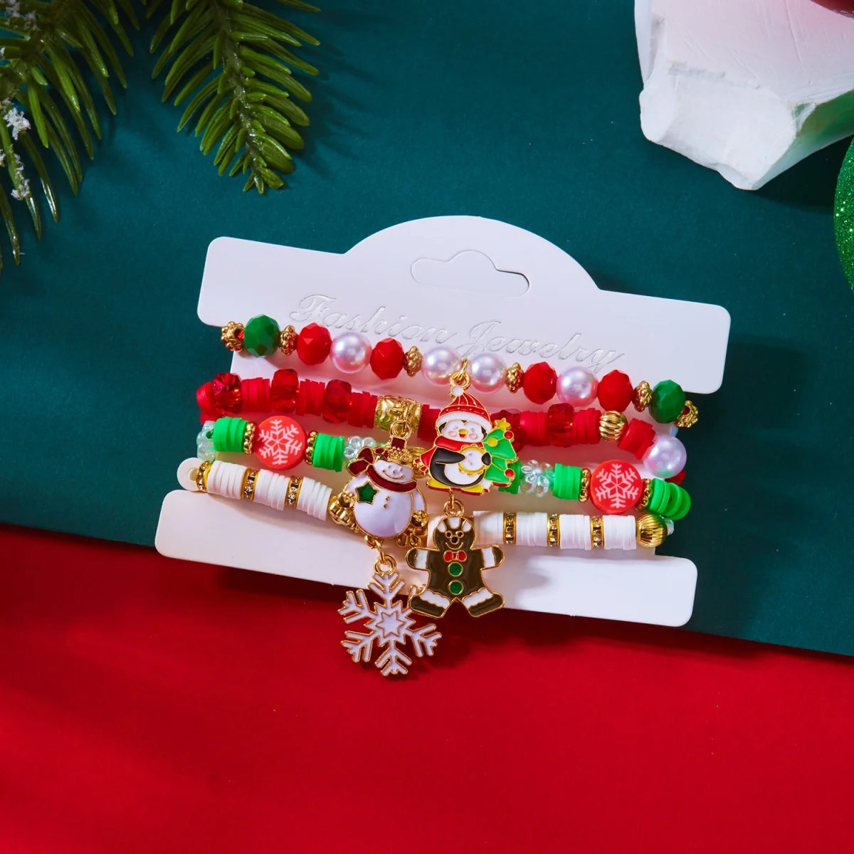 Multilayer Weihnachten Geflochtenes Armband Weihnachtsmann Hirsch Baum Schneeflocke Schneemann Kranz Kristall Imitation Perle Perle Für Frauen Männer