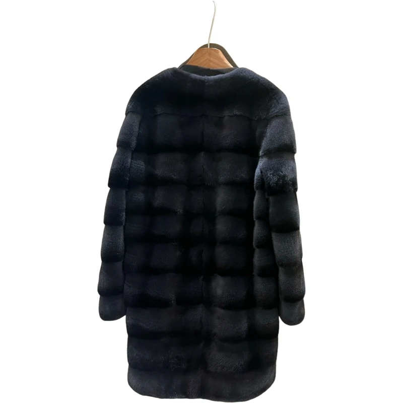 High Quality Imported Velvet Whole Mink Coat Mink Fur Long Black Fashion Fur Women's New Coat Mink Fur Coat 100% Velvet Mink