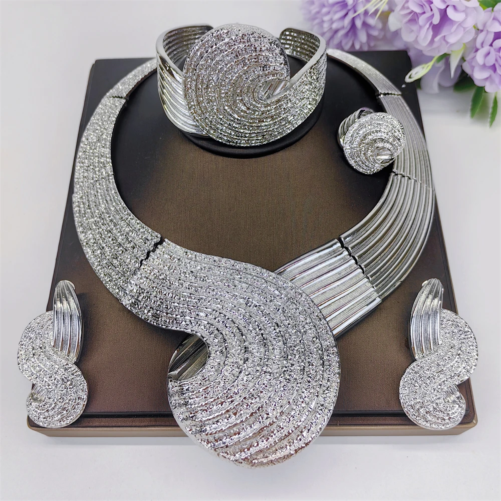 Italian Dubai Jewelry Sets for Women, High-Quality Necklace Earring Set Banquet Wedding Gift Jewellery Woman Luxury
