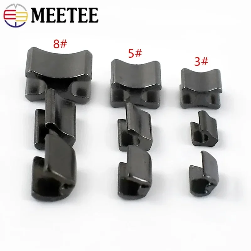 50/100Pcs Meetee 3# 5# Metal Zipper U Stopper Repair Kit Zips Tail Clip Non-slip End Locks DIY Tailor Tools Sewing Accessories