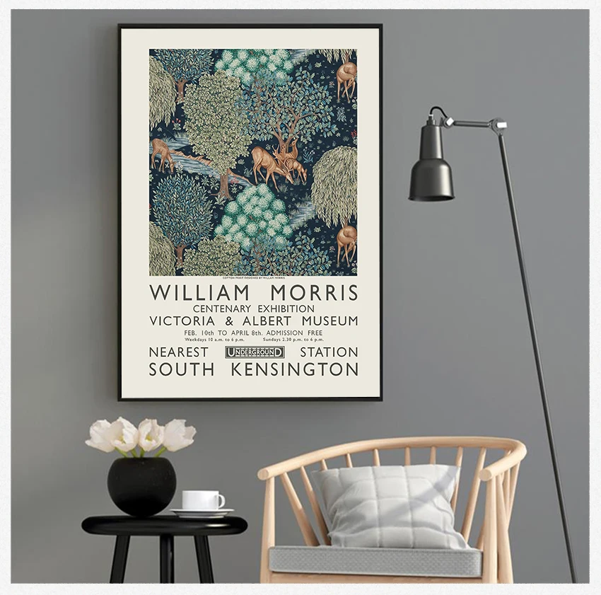 Museum Exhibition Poster London Underground Art Nouveau Painting Wall Decor William Morris Canvas Print The Victoria and Albert