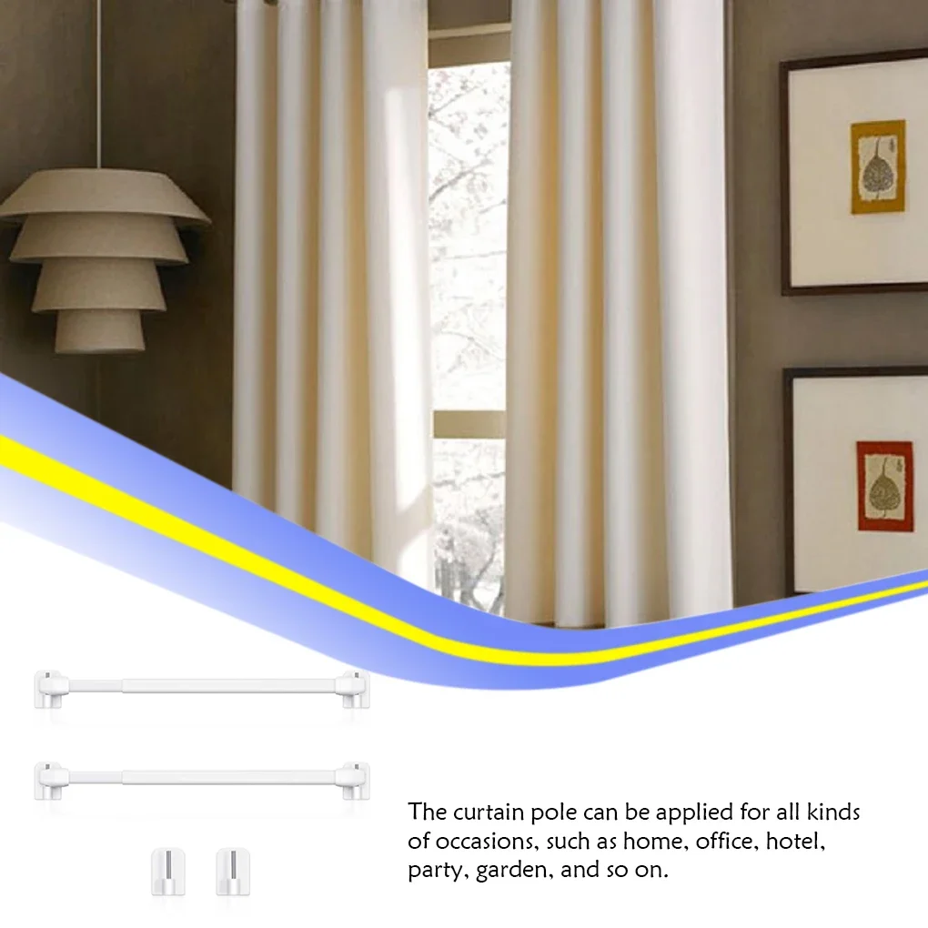 2 Pieces Adjustable Curtain Rod Extendable Bars Pole Without Drilling Hanging Rods Self Adhesive for Home Bathroom Hotel image 4