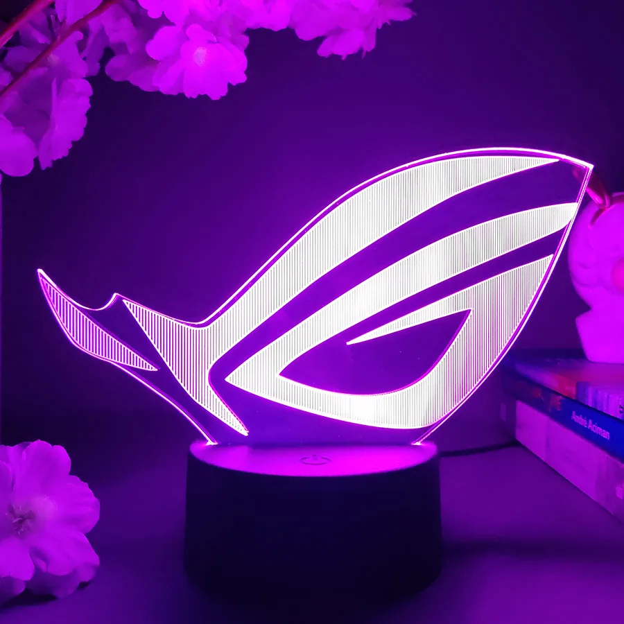 ROG-Lampe LED 3D Cool Gaming Logo Lamp, Luminaire Décoratif d\'Nik, Idéal pour une Salle de Jeu ou une Chambre à Coucher