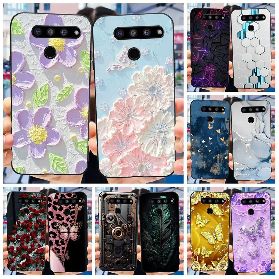 For LG V50 ThinQ 5G Case LM-V500EM Phone Cover Fashion Flower Butterfly Soft Silicone Back Cover For LG V40 V50s Thinq 5G Bumper