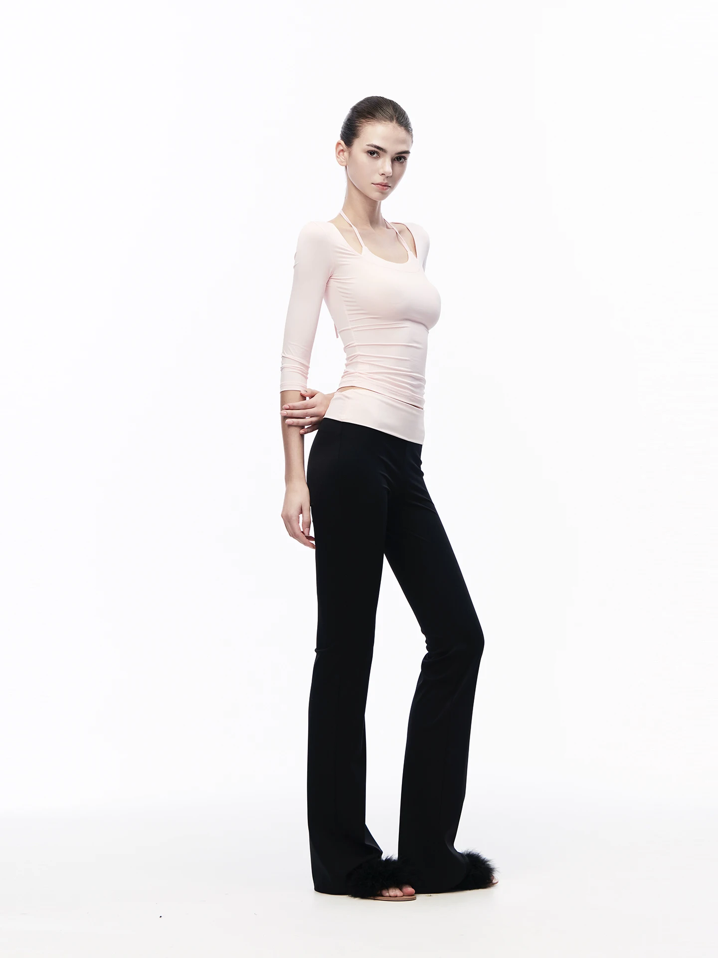 

JLAUNT Black Yoga Pants Women's Slimming Sports Casual Pants Color Block Low Waist Elastic Comfortable High Stretch