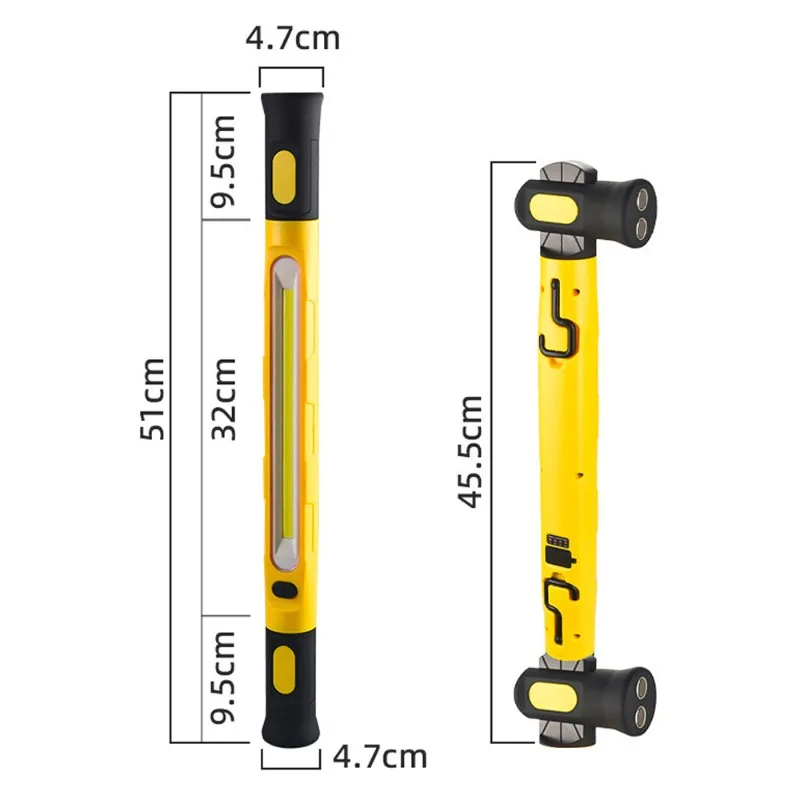 New Arrival COB Strip Magnetic Work Light - USB Rechargeable Hook White Yellow Light for Auto Repair