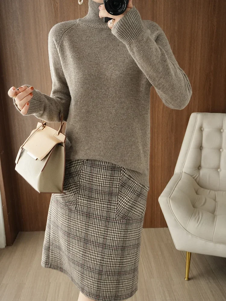 

Fashion Basic Autumn Winter Solid Women Wool Sweater Mock Neck Cashmere Pullover Solid Color Soft Wmen Clothing Tops