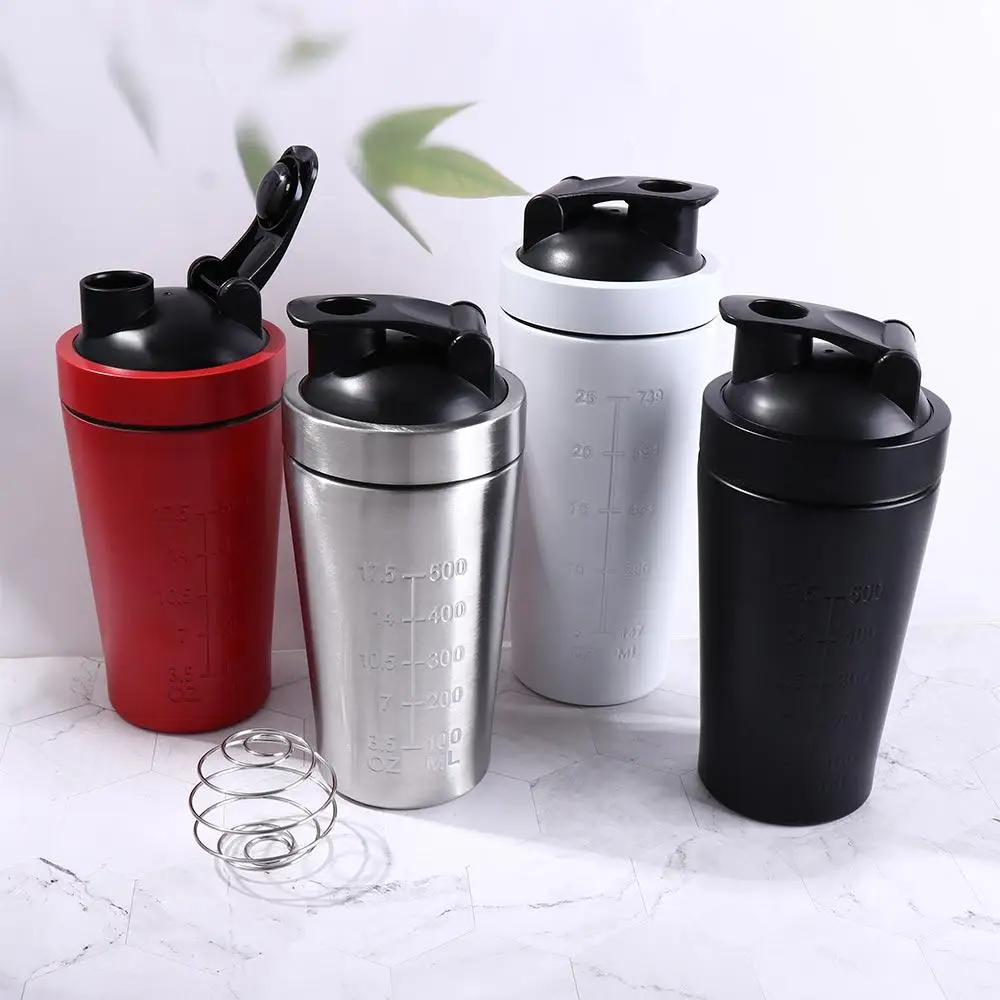 304 Stainless Steel Whey Shakes Cup 500ml/750ml Leak Proof Fitness Protein Powder Cup Large Capacity Portable