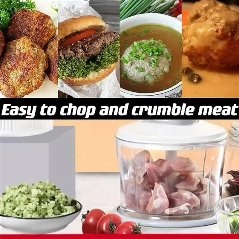 A68P-Manual Food Processor - Multi-Function Salsa Maker, Hand Chopper, And Salad Spinner With Stainless Steel Blades