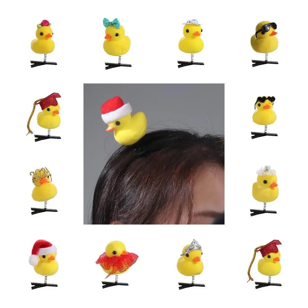 Creative Flower Duck Hair Clips Plush Cap Chicken Side Barrettes Korean Style Hairpins Cartoon Duckbill Clips Kids/Children