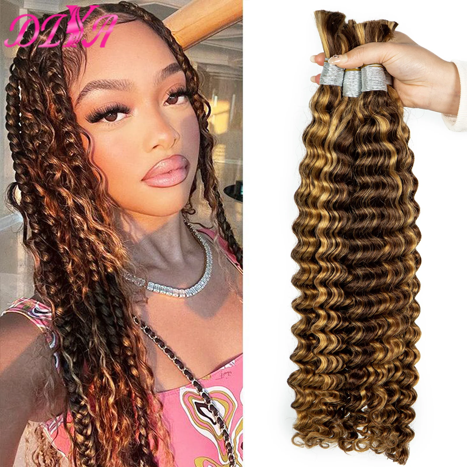 Bulk Braiding Hair 100% Human Hair Deep Wave Unprocessed No Weft Bundles Brazilian Virgin Hair Braiding Hair Bulk Extensions