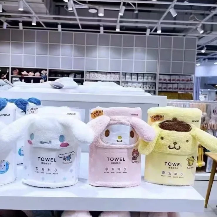 

HOT Kuromi Melody Kt Three-dimensional Ear Coral Velvet Soft Absorbent Towel Face Towel Boys Girls Anime Kawaii Cartoon