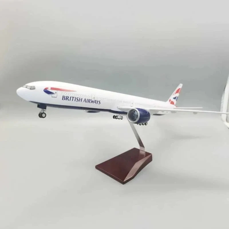 Imagem -02 - Avião de Resina Plástica Fundido com Luzes e Ornamento do Trem de Pouso Modelo Britânico do Avião B777 Escala 157 47cm 777