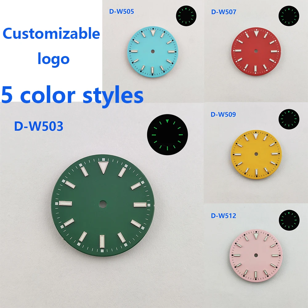 

watch dial 28.5mm nh35 dial Green Luminous Customizable logo Watch Sterile Dial Watch Accessories Suitable for NH35 Movement
