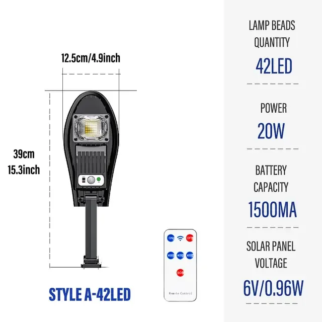 ESMARTER LED-Solarleuchten für den Außenbereich, Garten-Straßenlaterne mit Bewegungsmelder und Fernbedienung, wasserdichte Wandleuchte für Garagen-Flutlicht 4