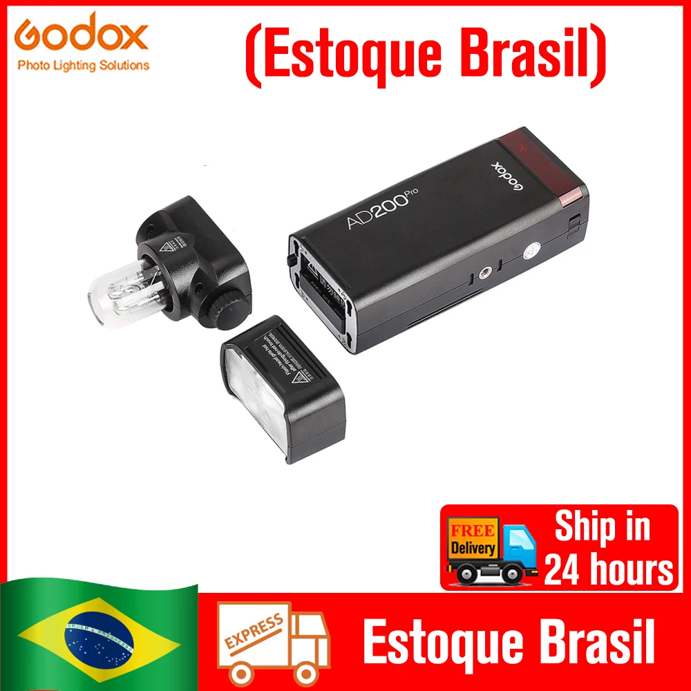 (DO Brasil) Godox AD200Pro AD200 Pro Outdoor Flash Light for Canon Nikon Sony Fujifilm Olympus Pentax Panasonic DSLR