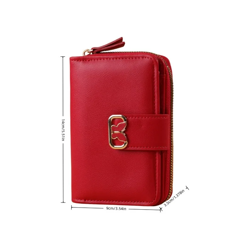 Women Short Wallet Fresh Solid Color Metal Buckle Zipper Purse Multi Card Slots Coin Cash Holder Mini Ladies Daily Clutch Wallet