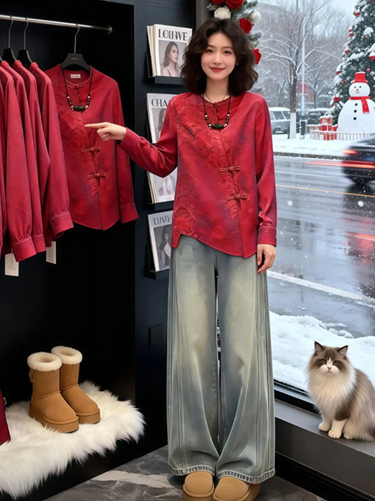 

Новая китайская женская повседневная рубашка с длинным рукавом: модный дизайн, универсальный базовый топ, элегантный и многофункциональный лонгслив.