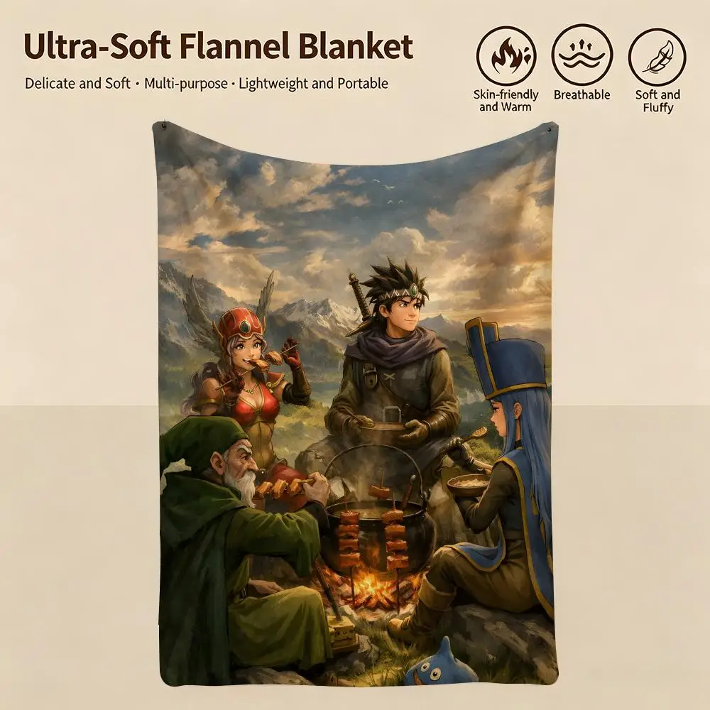 game D-Dragon Quest-t Throw Warm Soft Flannel Blanket, Multi-use for Sofa Bed Camping Travel Nap