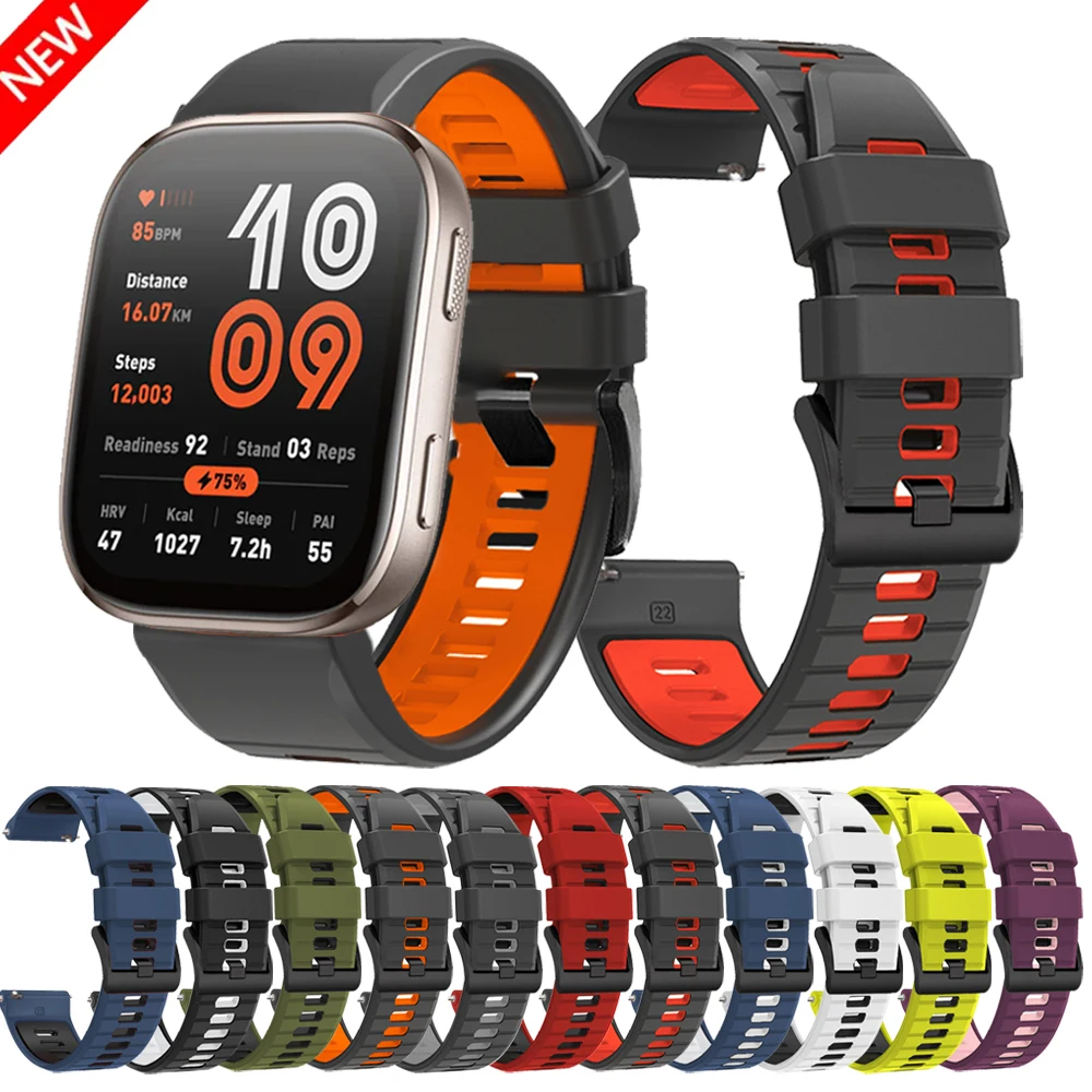 Sports Silicone Strap For Amazfit BIP6  BIP 5 UNITY 20mm/22mm Wrist Band GTR4/3/2/Pro/GTR 47mm/GTS/2/2e/3/4/GTS2 Mini Bracelet