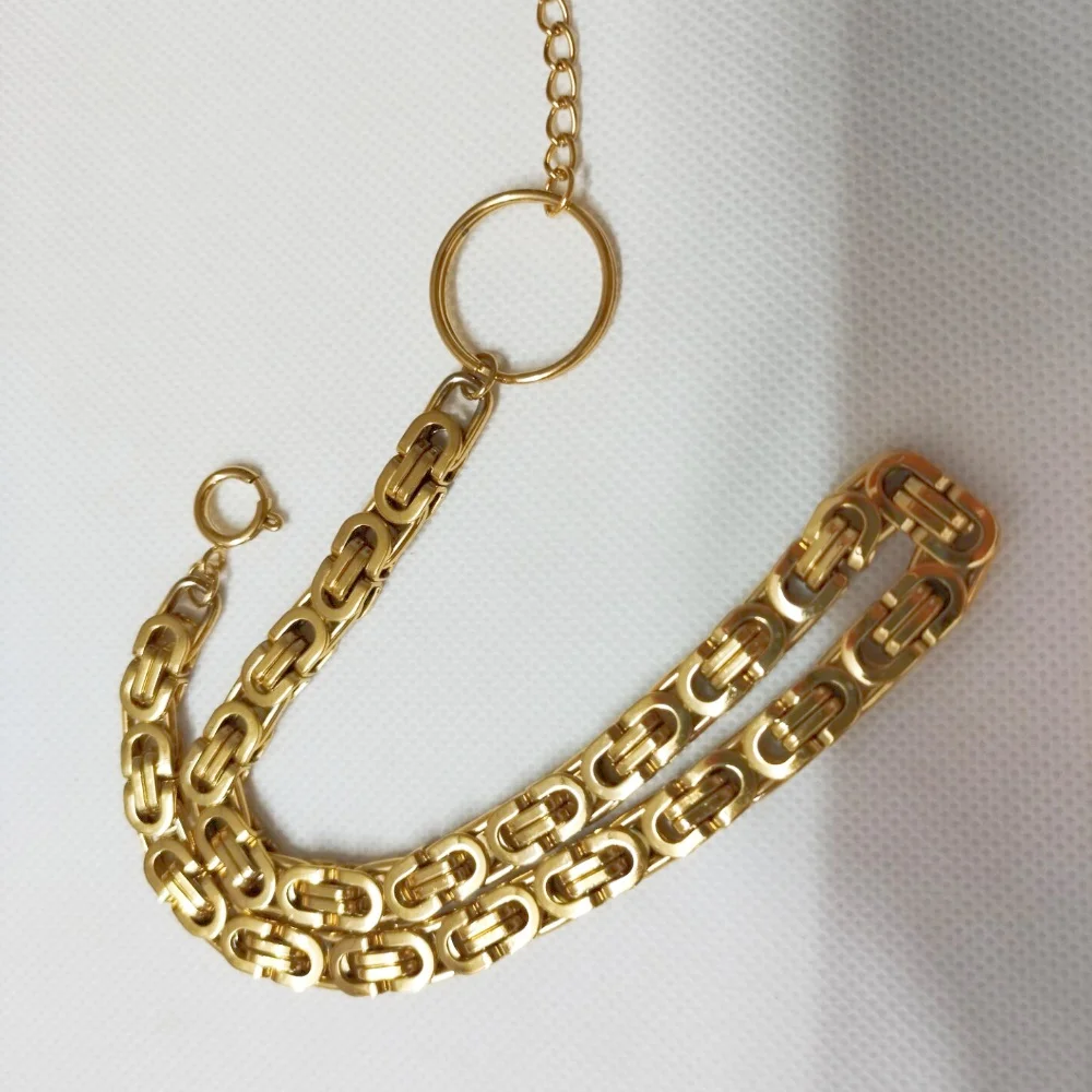 

40CM 8MM Fashion Women Men Cool Punk Gold Color Stainless Steel Byzantine Link Chain Collar Choker Necklace Jewelry Accessories