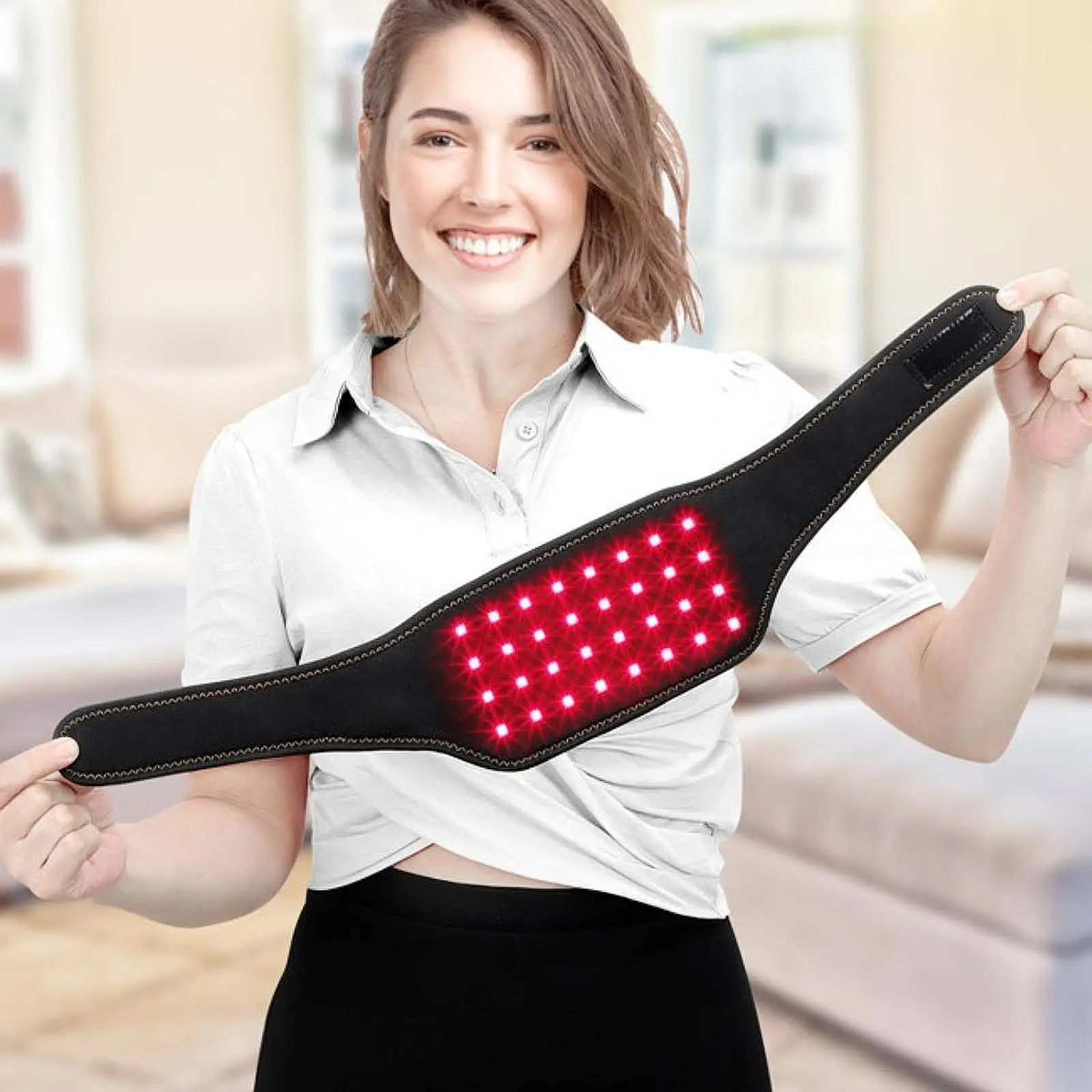 Electric Heating Waist Massage Belt Adjustable Red Light Therapy Shoulder Heated Waist Wrap for Men Women Mom Dad Birthday Gifts