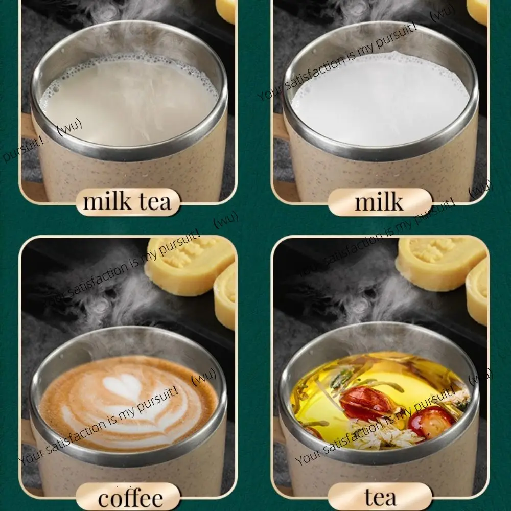 New Double Layer Anti-scalding Stainless Steel Cups Plastic Handle Coffee Milk Mug Tea Drinks Water Cup for Home Office Tumbler