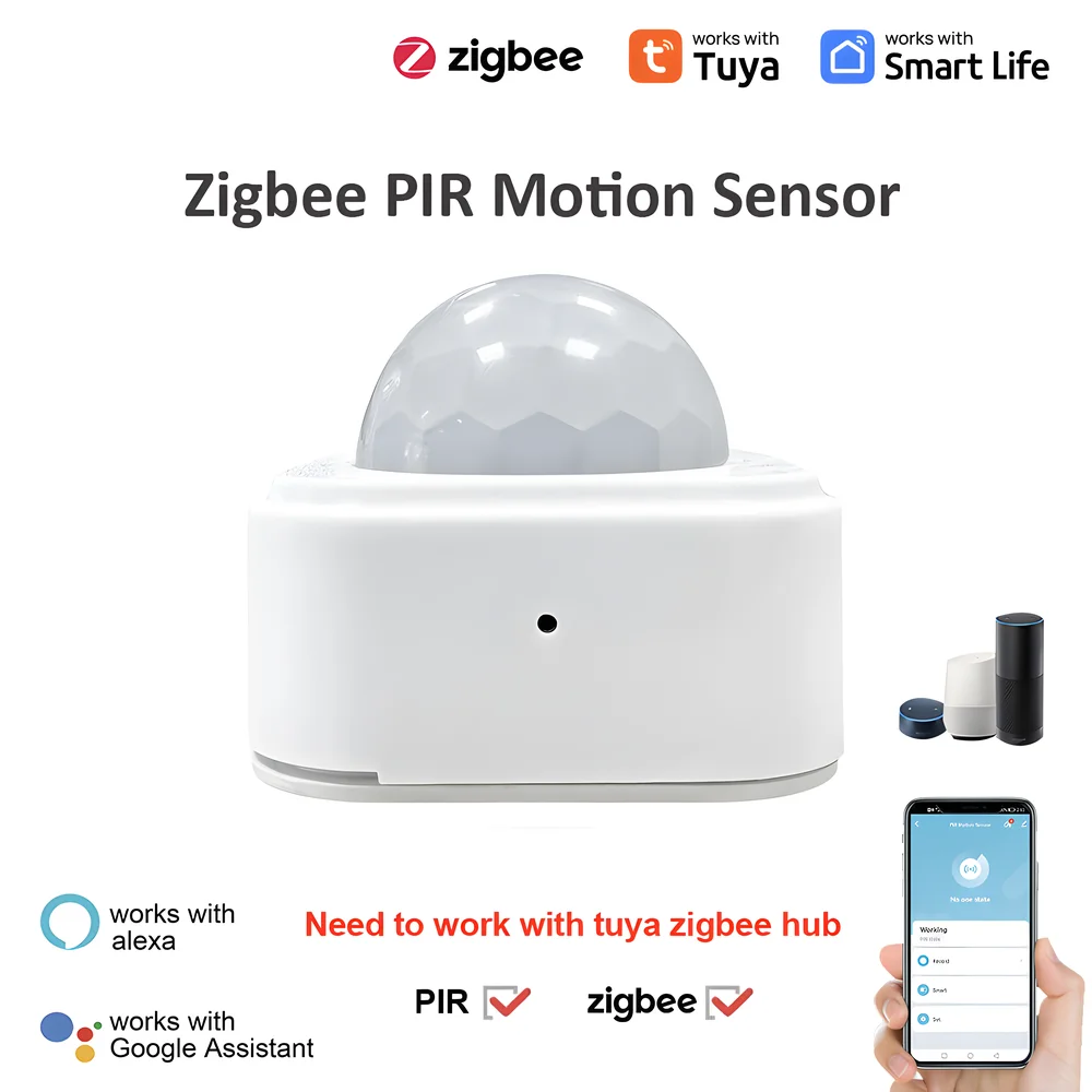 

Tuya 2 in 1 Zigbee Mini PIR Motion Detector +Bright Lux Light Passive Infrared Security Burglar Alarm Sensor