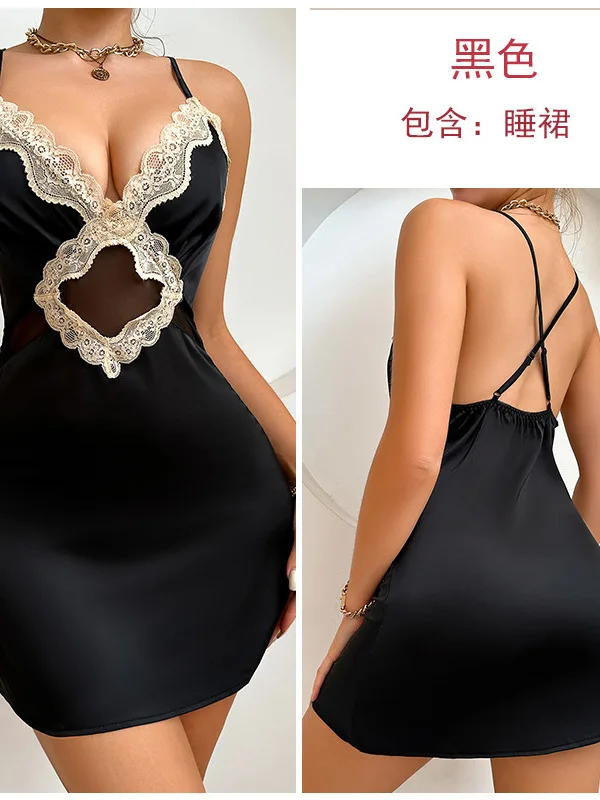 Satijn Kant Franse Diepe V Sexy Taille Cinching Effen Kleur Backless Dames Jarretel Casual Jurk Elegant Polychroom Zomer FLSG