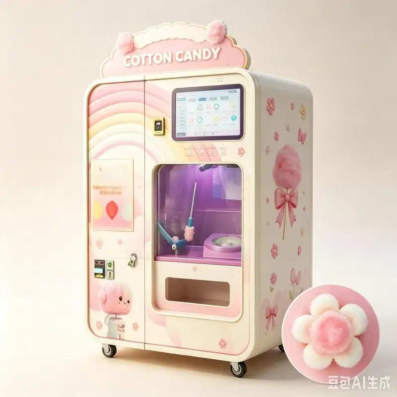Customized Cotton Candy Vending Machine Automatic Candy Floss Production Equipment Smart Retail Machine With Touch Screen
