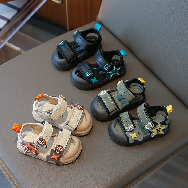 

Children Summer Beach Sandals 2026 Super Cool Boys Artifical Leather Breathable Comfortable Flat Sandals Baby Soft Shoes