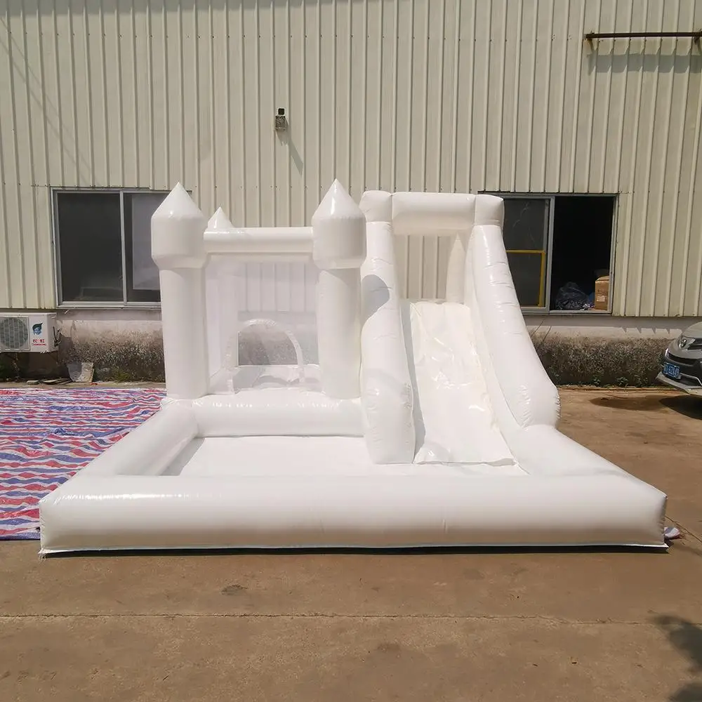 Commercial Kid Slide Jumping Party White Inflatable Wedding Bounce House with Ball Pits Bouncy Castle Jumper Houses