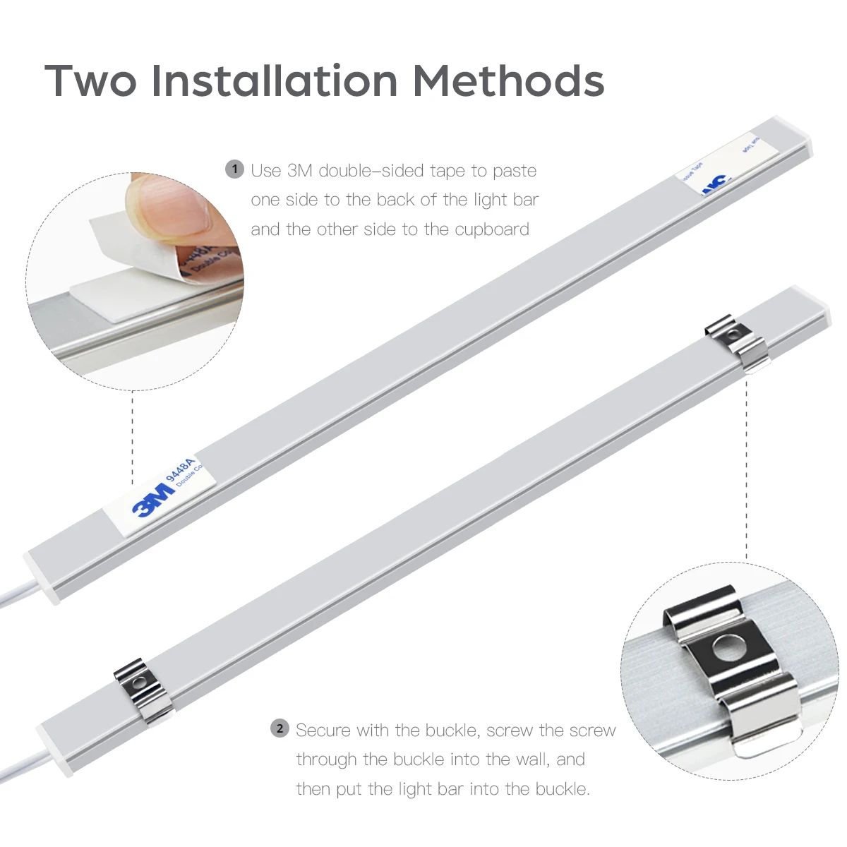 Linkable Aluminium LED Light Bar Dimmable RF Remote Control Tube Strip DIY Kitchen Under Cabinet Counter Workbench Closet Lamp