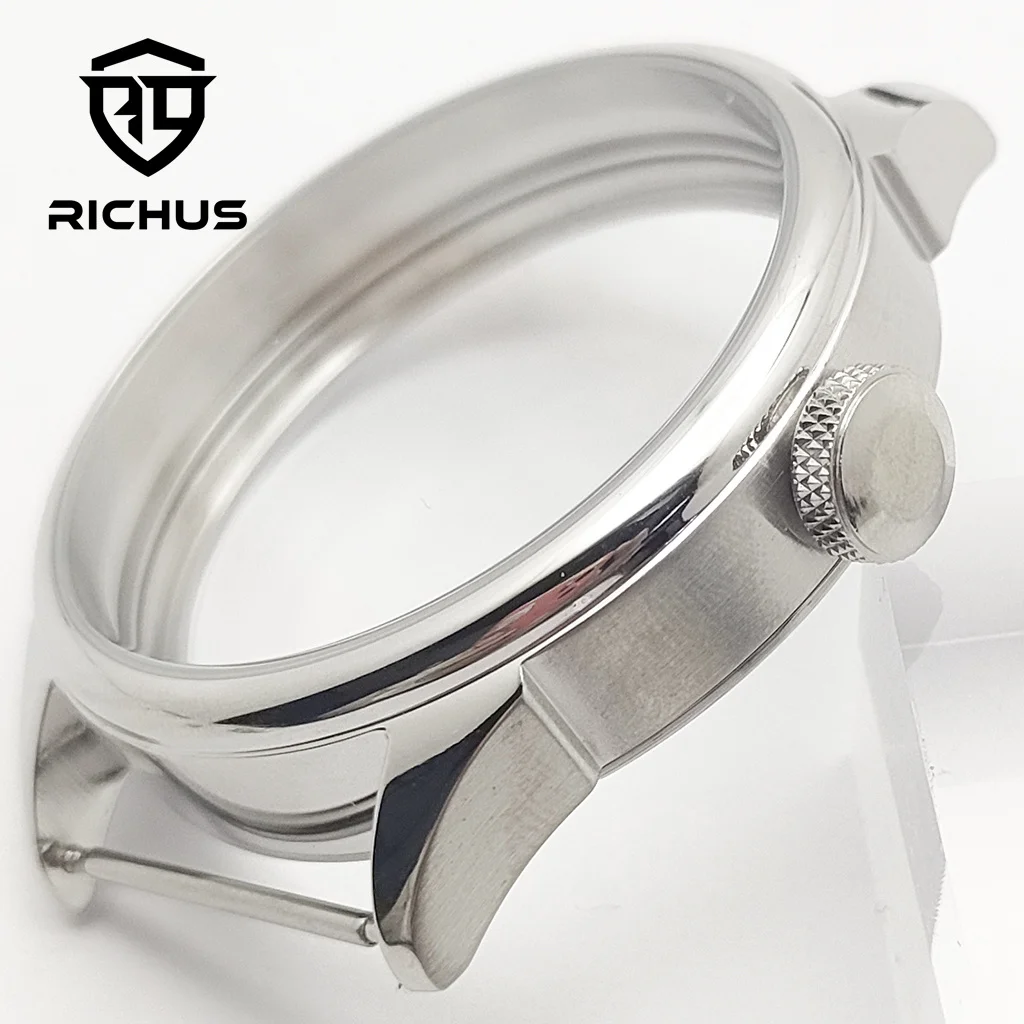 RICHUS ETA6497 Case 42mm Silver Watch Case Fit ETA6497 6498 ST3600 ST3620 ST36 Movement