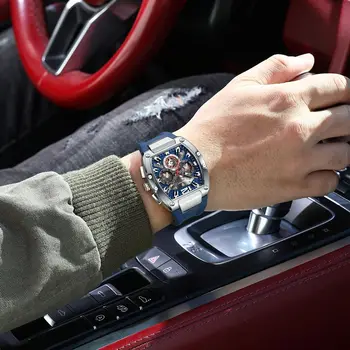 POEDAGAR Luxury Man Quartz Watch Sports Military Watch For Men Waterproof Luminous Date Chronograph Silicone Strap Men's Watches 5