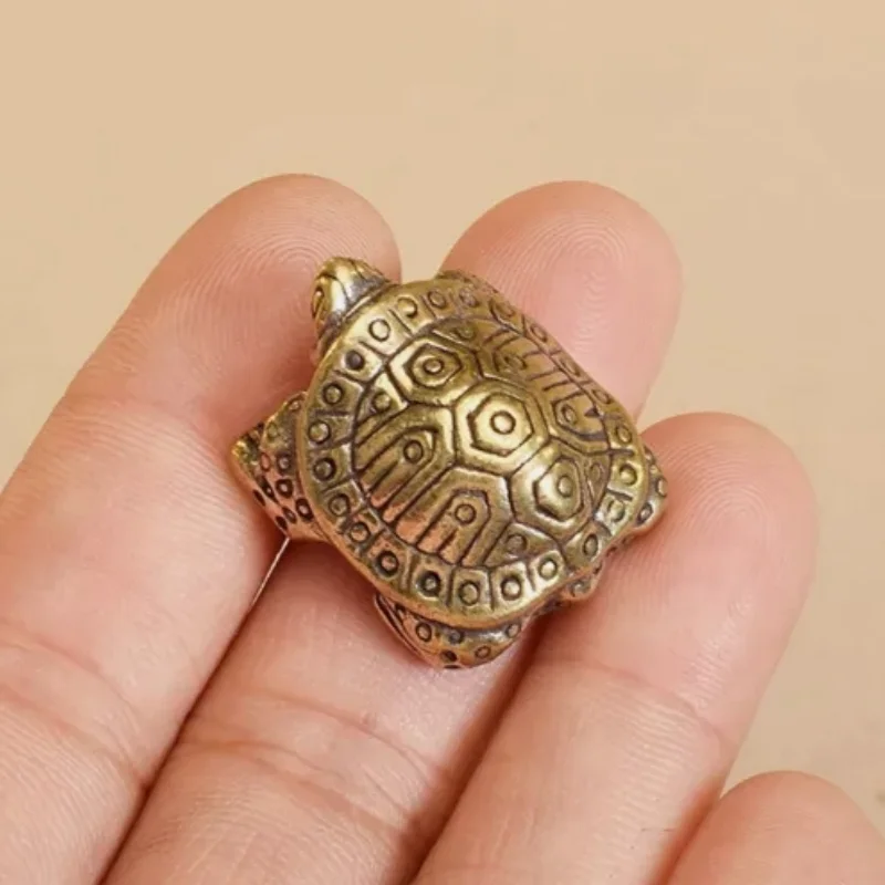 1Pc Antique Solid Brass Turtle Ornaments Longevity Animal Sculpture Decor