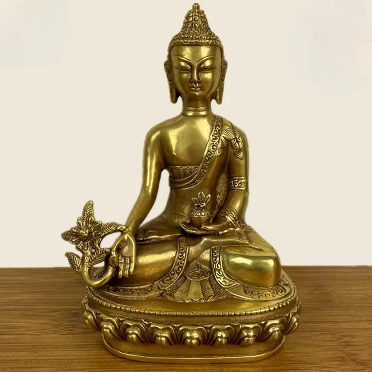 21cm Copper Statue Tibetan Buddhis Amitabha Bronze Shakyamuni Buddha Statue