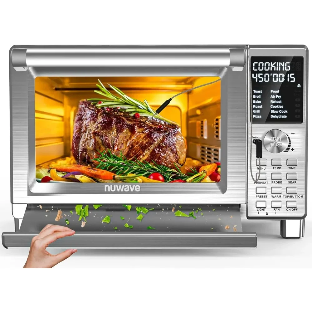 XL Pro Air Fryer Toaster Oven, Improved 100% Super Convection, Quicker & Crispier Results, 100 Presets, Multi-Layer Even Cooking