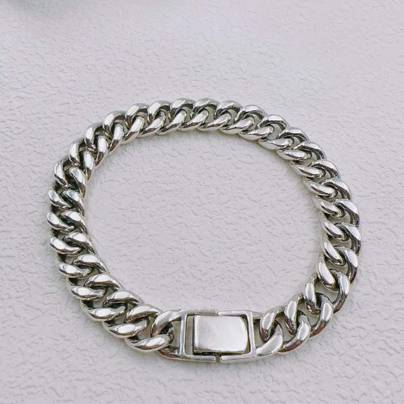 

Real Solid 925 Sterling Silver Chain Lucky Men 10mm Curb Cuban Link Bracelet 55g/22cm