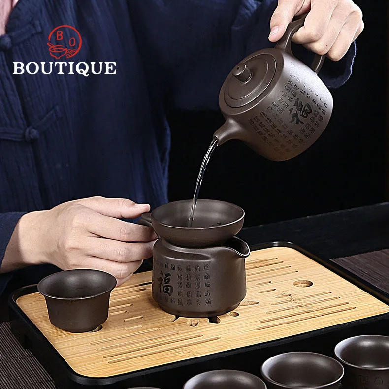 Imagem -06 - Conjunto de Chá de Viagem de Argila Roxa Yixing Bule Drinkware Xícara de Chá Tureen Infusor Cerimônia de Chá Chinês ao ar Livre Casa Portátil Conjunto de Utensílios de Chá