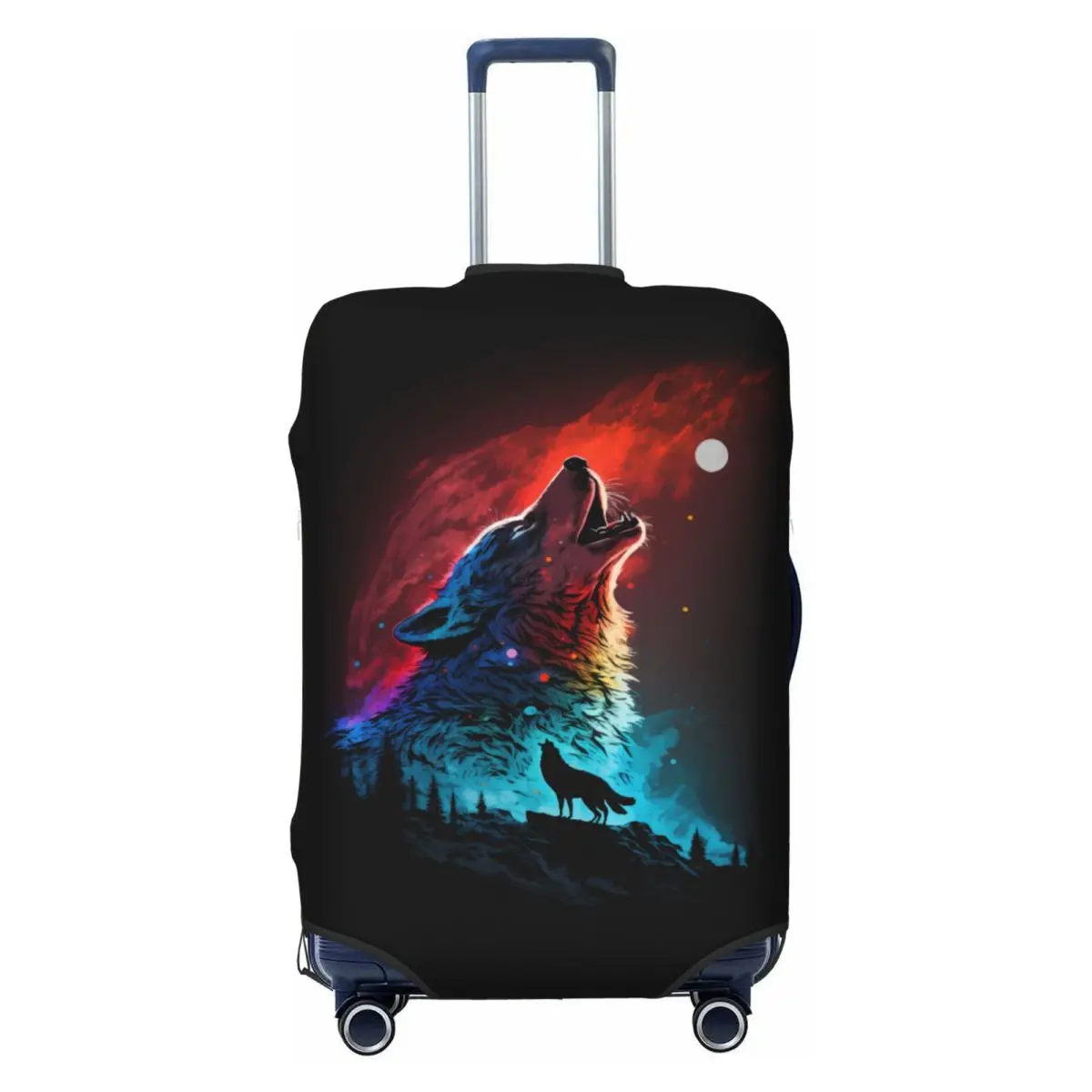 

Custom Ghost Wolf Luggage Cover Elastic Travel Suitcase Protective Covers Fits 18-32 Inch