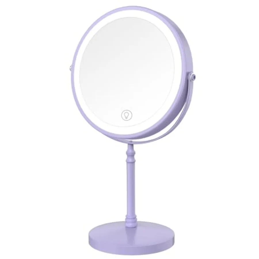 

Makeup Mirror 3000mAh Rechargeable Double-Sided Magnifying Vanity Mirror with 3 Colors 1X/10X Adjustable Brightness Gifts for M