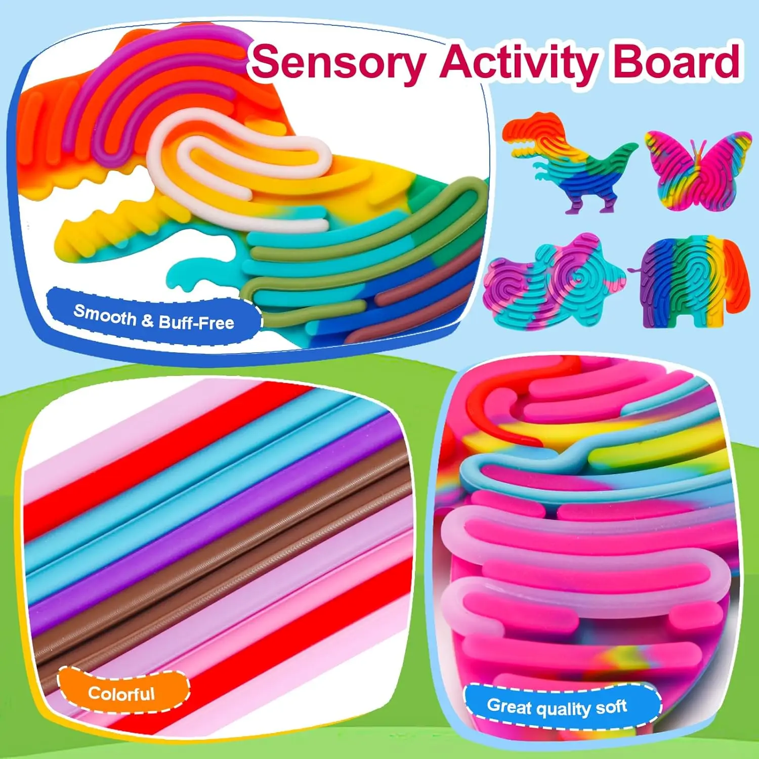 BOXOB – Planche Sensorielle En Silicone Avec 12 Bandes, Forme De Glace, Jouet Apaisant Pour Enfants Et Adultes